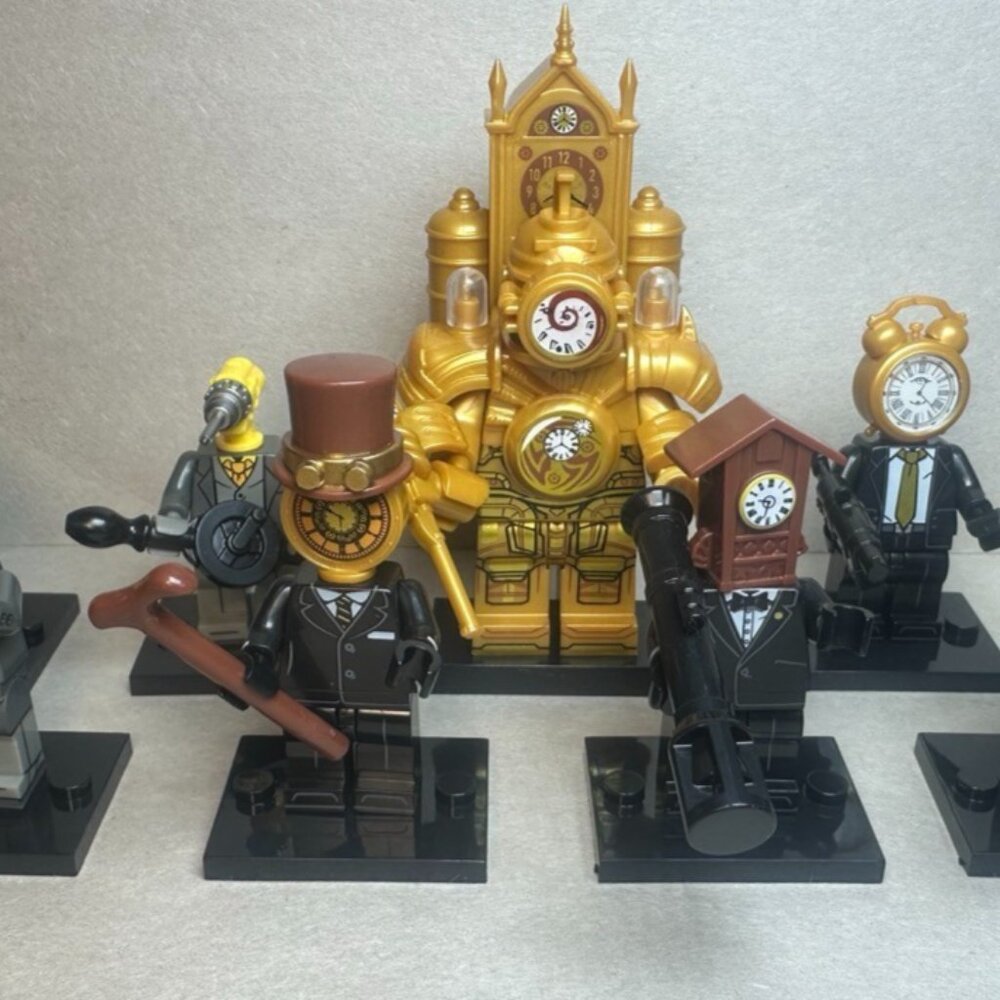 Custom Printed MOC Skibidi Toilet Clockmen & Drillmen Minifigures 9 Pack